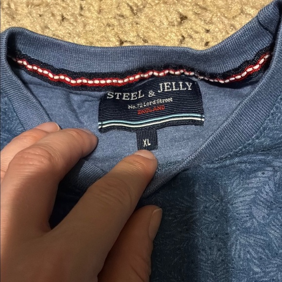 Steel & Jelly from England Blue Crew Neck Short Sleeve Tee - Picture 2 of 12